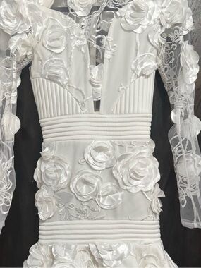 Zhivago White Quilted Dress with Black Logo Tag